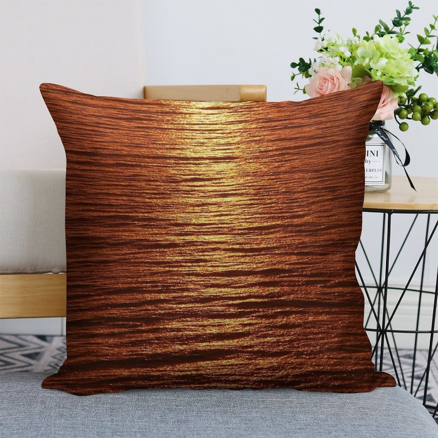 Copper Sea Linen Throw Pillow Cover