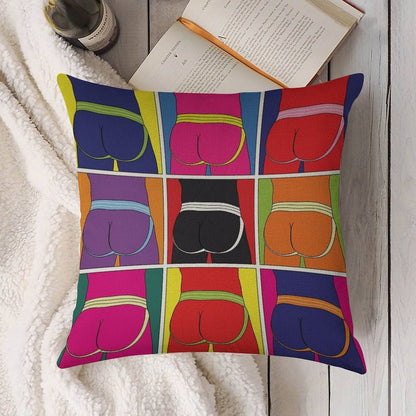 Pop Art Jockstrap Desire Nine Linen Throw Pillow Cover