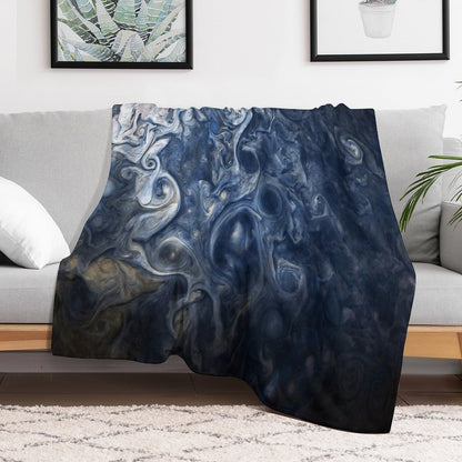 Swirling Blue Clouds of Planet Jupiter from Juno Cam Throw Blanket