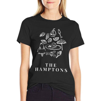 The Hamptons NY Trendy Summer Beach Aesthetic  Rolled Sleeves T-Shirt