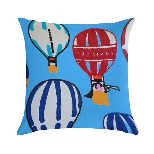 Hot Air Balloons - Blue Soft Ultra-Soft Texture Throw Pillow
