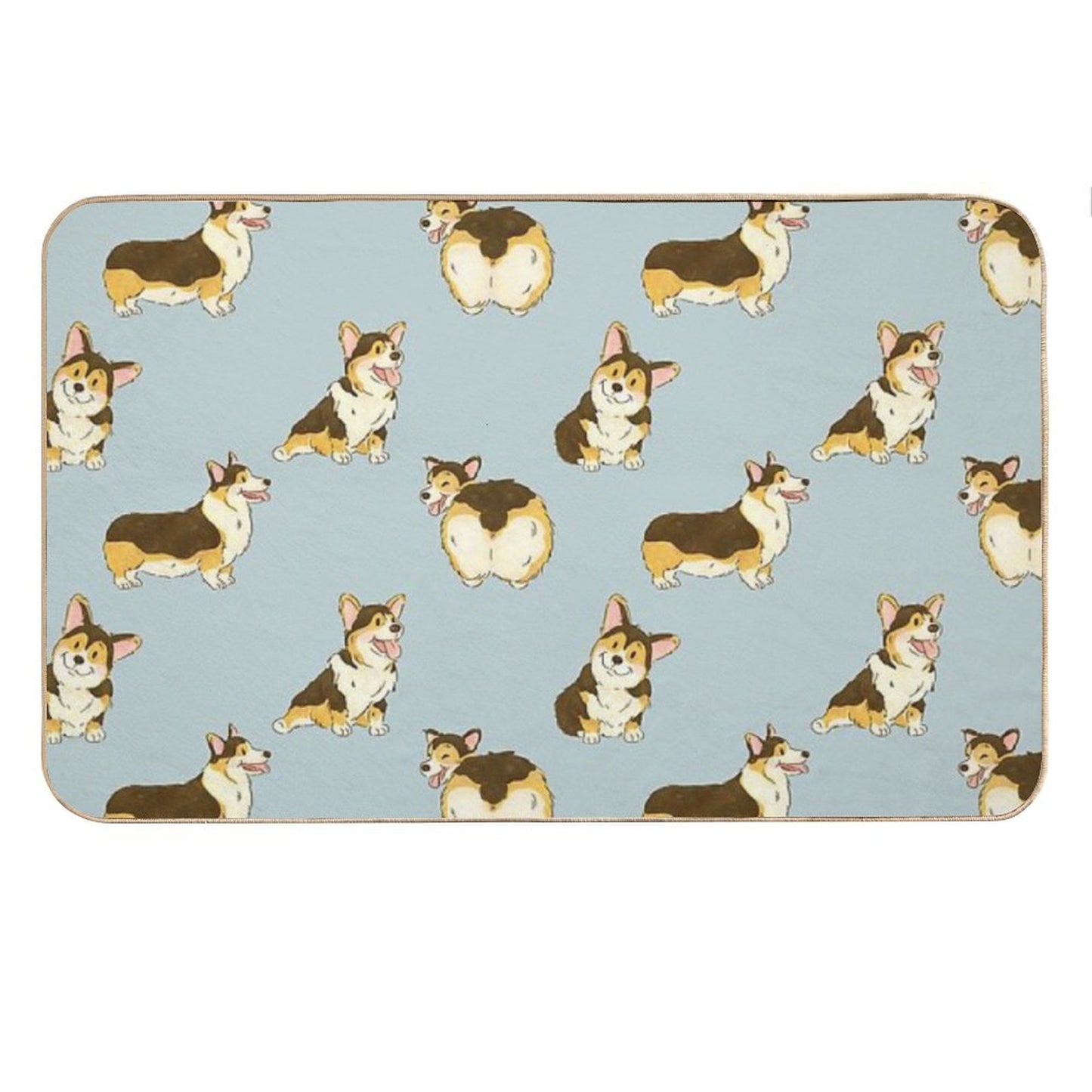Tri Color Corgi Dog Bath Mat