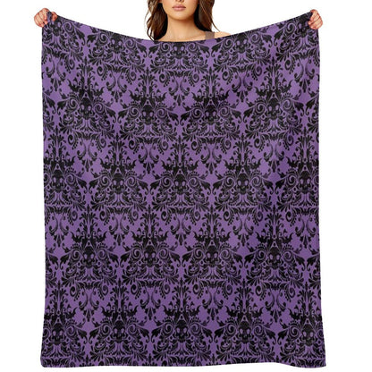 Skull Damask Pattern Throw Blanket