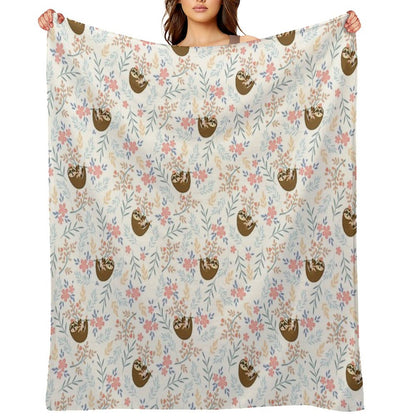 Baby Flower With Sloth Throw Blanket
