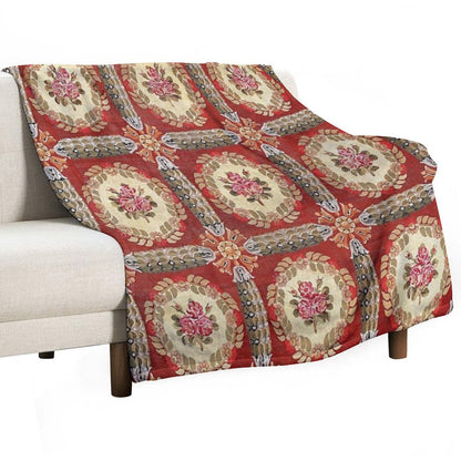 Aubusson 19th Century French Rug Print Throw Blanket