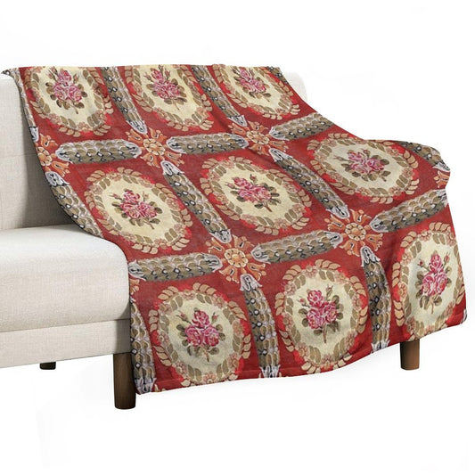 Aubusson 19th Century French Rug Print Throw Blanket