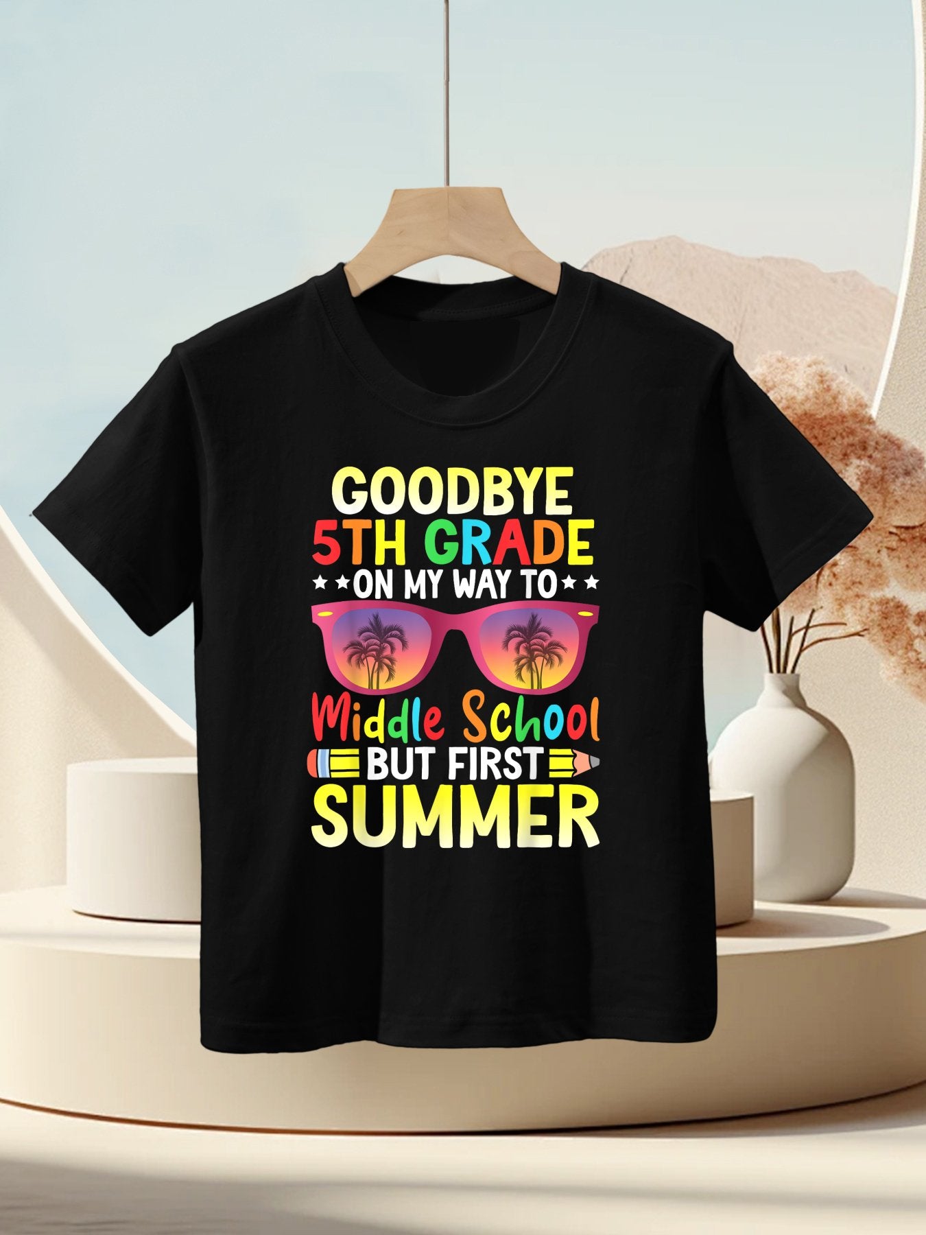 Goodbye 5th Grade Graduation To Middle School Hello Summer Kids T-Shirt