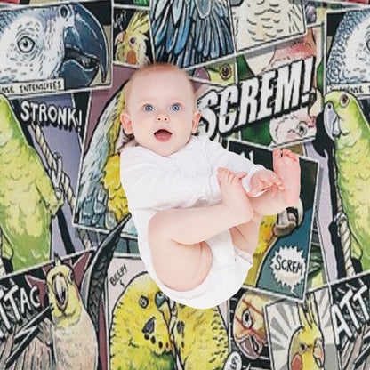 Parrots Comic Style Throw Blanket