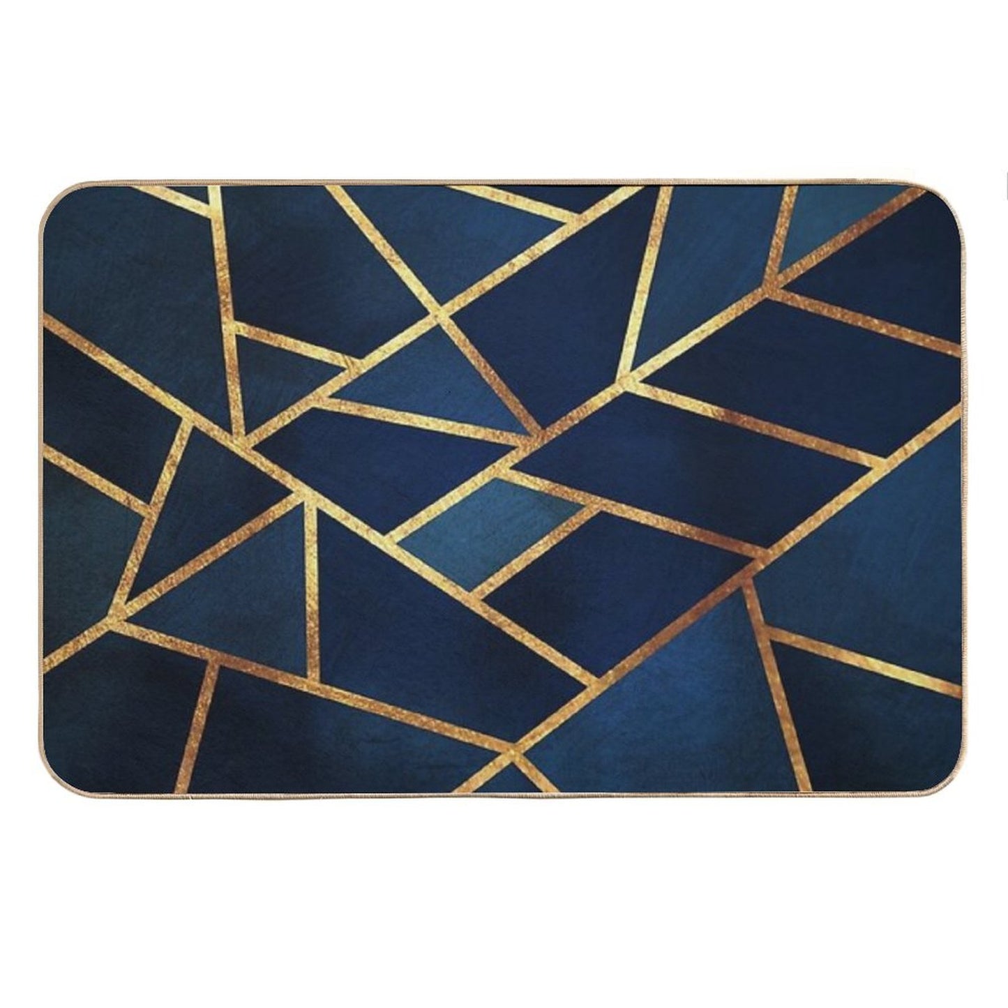 Navy Gold Stone Geometric Bath Mat