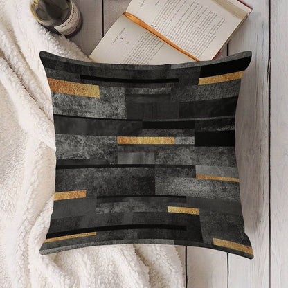 Urban Black & Gold Linen Throw Pillow Cover
