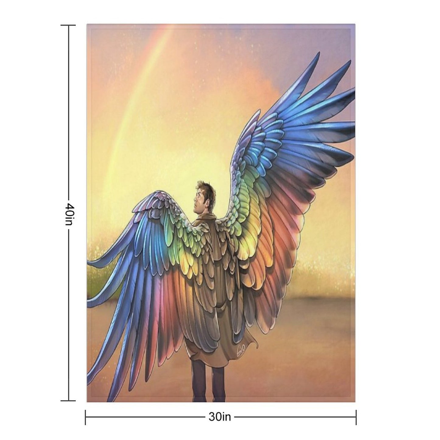 Rainbow Angel Throw Blanket