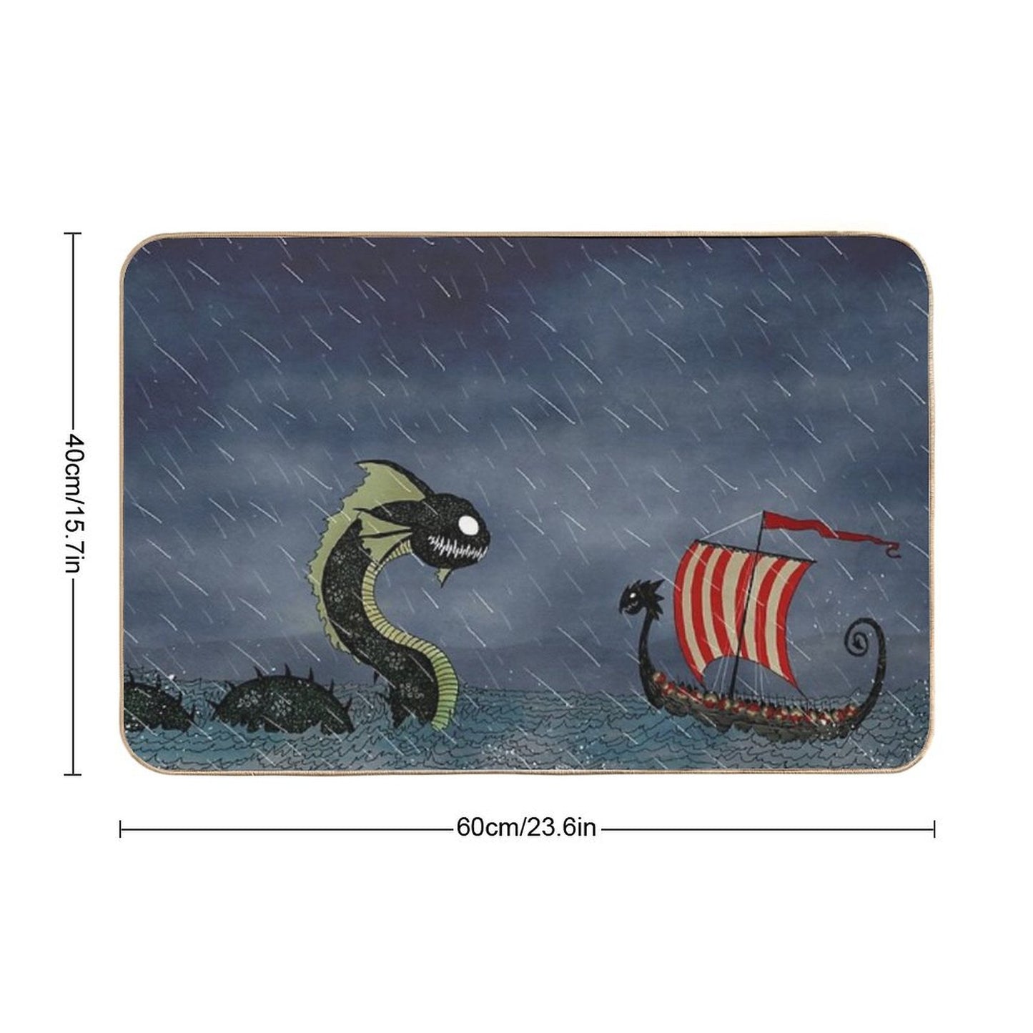 Vikings & Sea Serpent Bath Mat