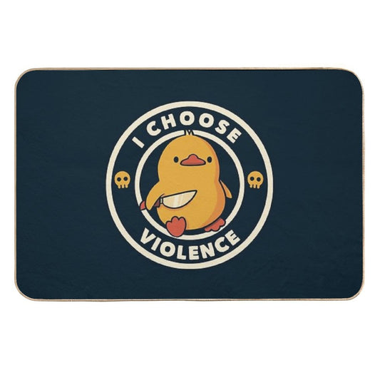 I Choose Violence Funny Duck by Tobe Fonseca  Pet-Safe Bath Mat