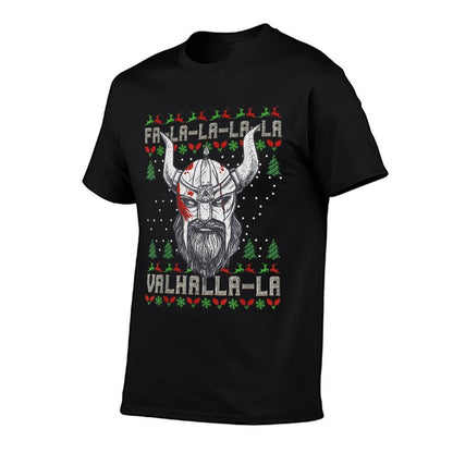 Viking Pagan Christmas - Viking Nordic Valhalla  Ribbed Collar T-Shirt
