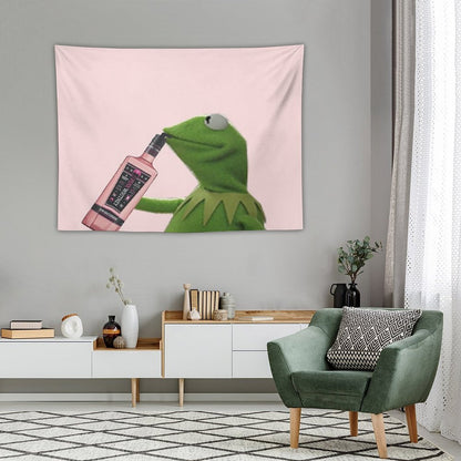 Kermit Sipping Pink Whitney Tapestry