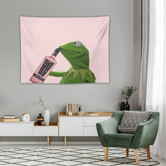 Kermit Sipping Pink Whitney Tapestry