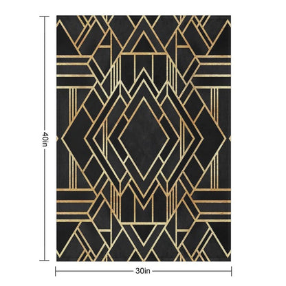 Art Deco Black Throw Blanket