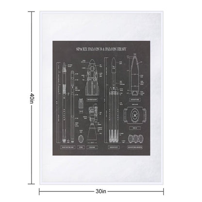 SPACEX Falcon 9 & Falcon Heavy (Blackboard) Throw Blanket