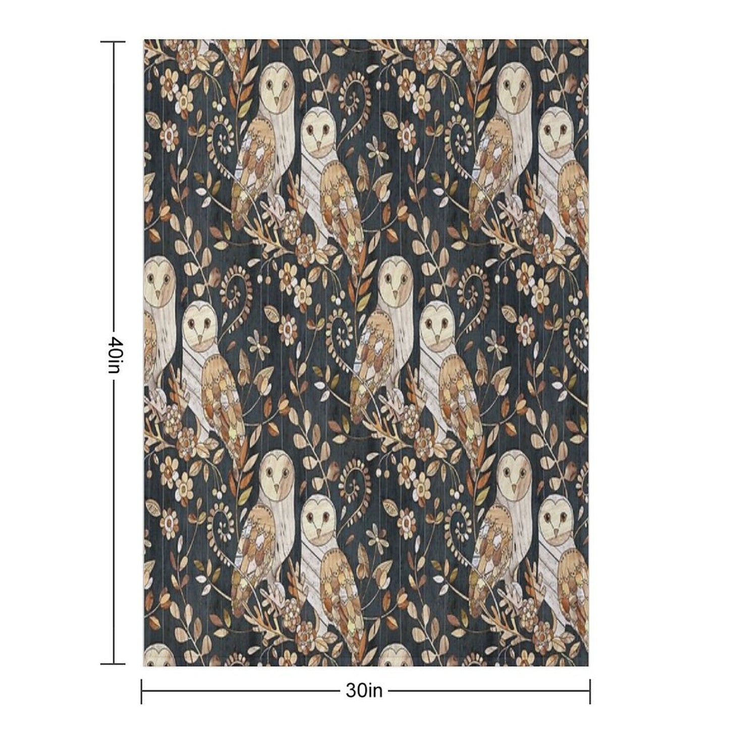 Wooden Wonderland Barn Owl Collage Throw Blanket