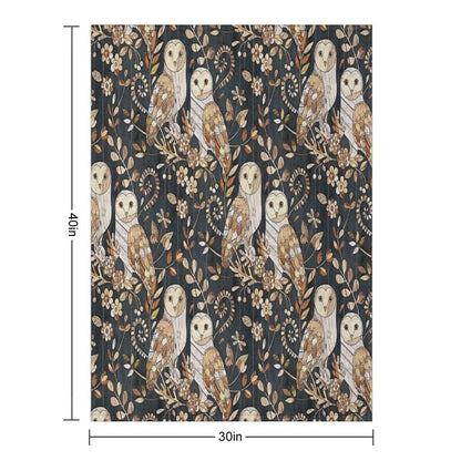 Wooden Wonderland Barn Owl Collage Throw Blanket