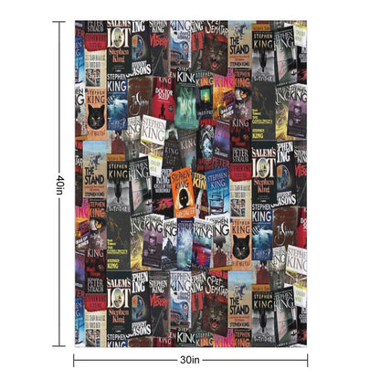 Stephen King Book Covers, Horror Bookworm Throw Blanket