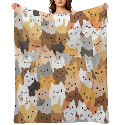 Sweet Happy Cub Kittens - Cats Pattern Throw Blanket