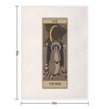 The Moon - Raccoons Tarot Throw Blanket