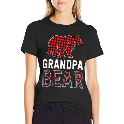 Grandpa Bear Red Buffalo Plaid Matching Family Christmas  Polyester Blend T-Shirt