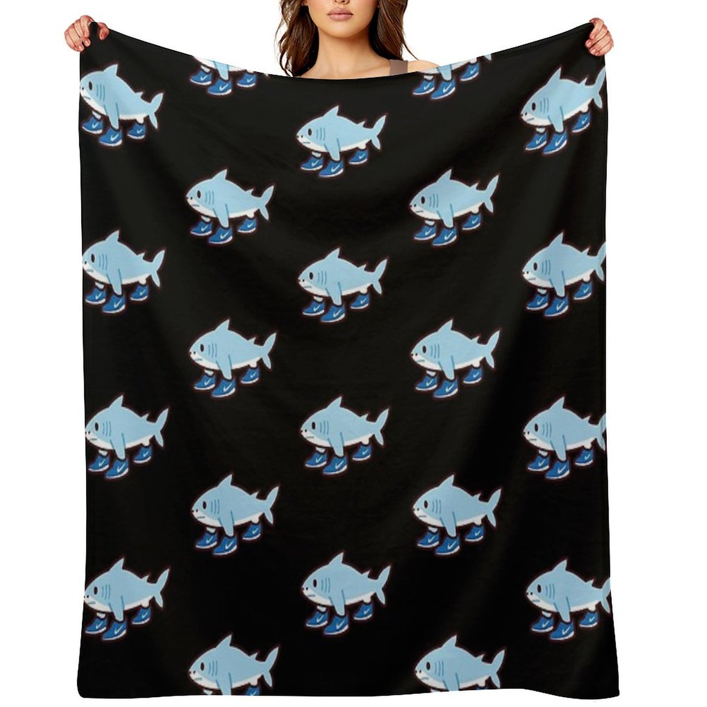 Cute Tralalero Tralala (Italian Brainrot) Throw Blanket