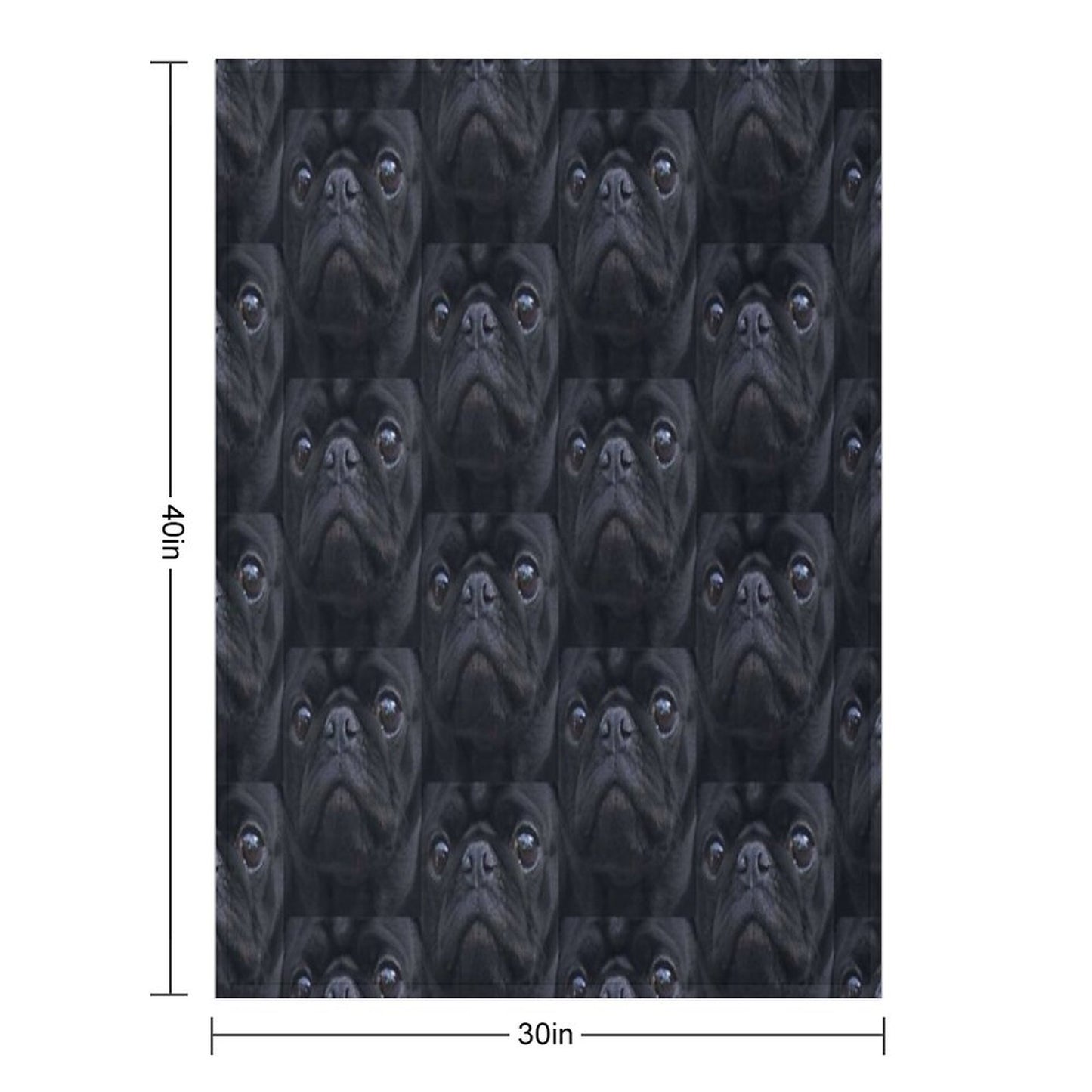 Black Pug Dog Face Throw Blanket