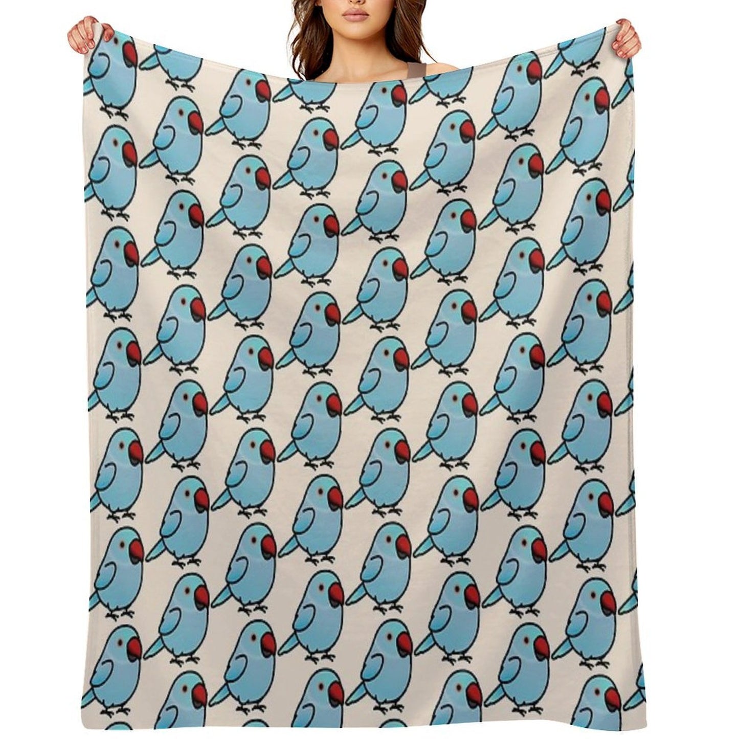 Chubby Blue Indian Ringneck Parakeet - Female Throw Blanket