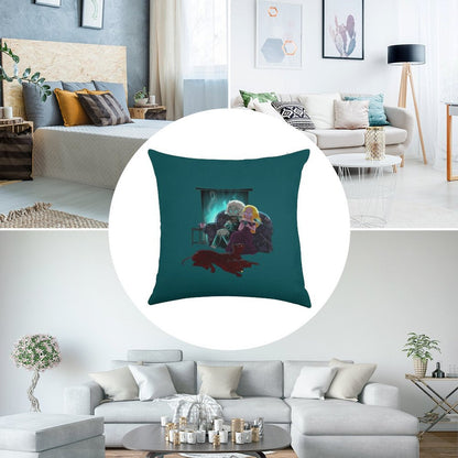 Cozy Winter Night Linen Throw Pillow Cover
