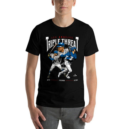 Triple Threat Ohtani, Betts, Freeman Los Angeles MLBPA  Fade-proof Color T-Shirt