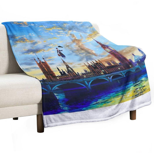 Mary Poppins Returns to London Throw Blanket