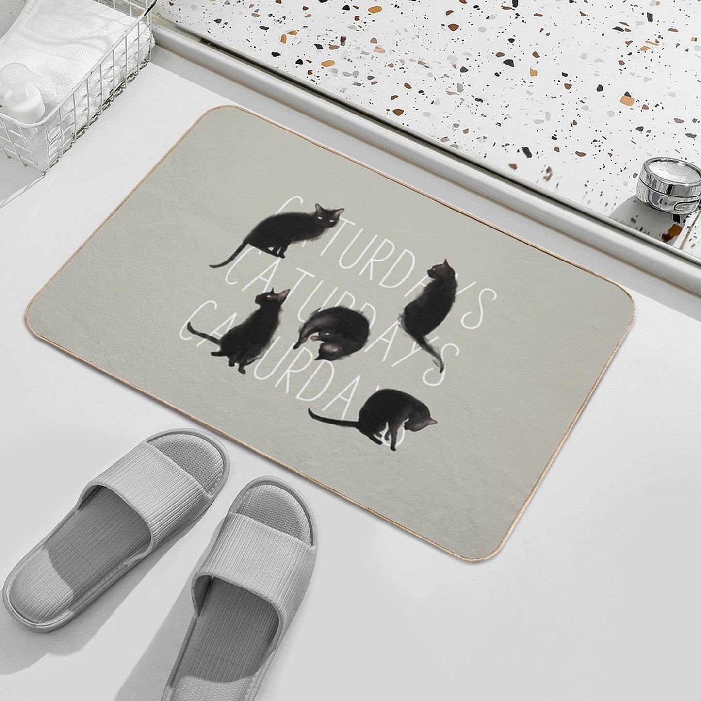 Caturdays - Black Cat  Versatile Bath Mat