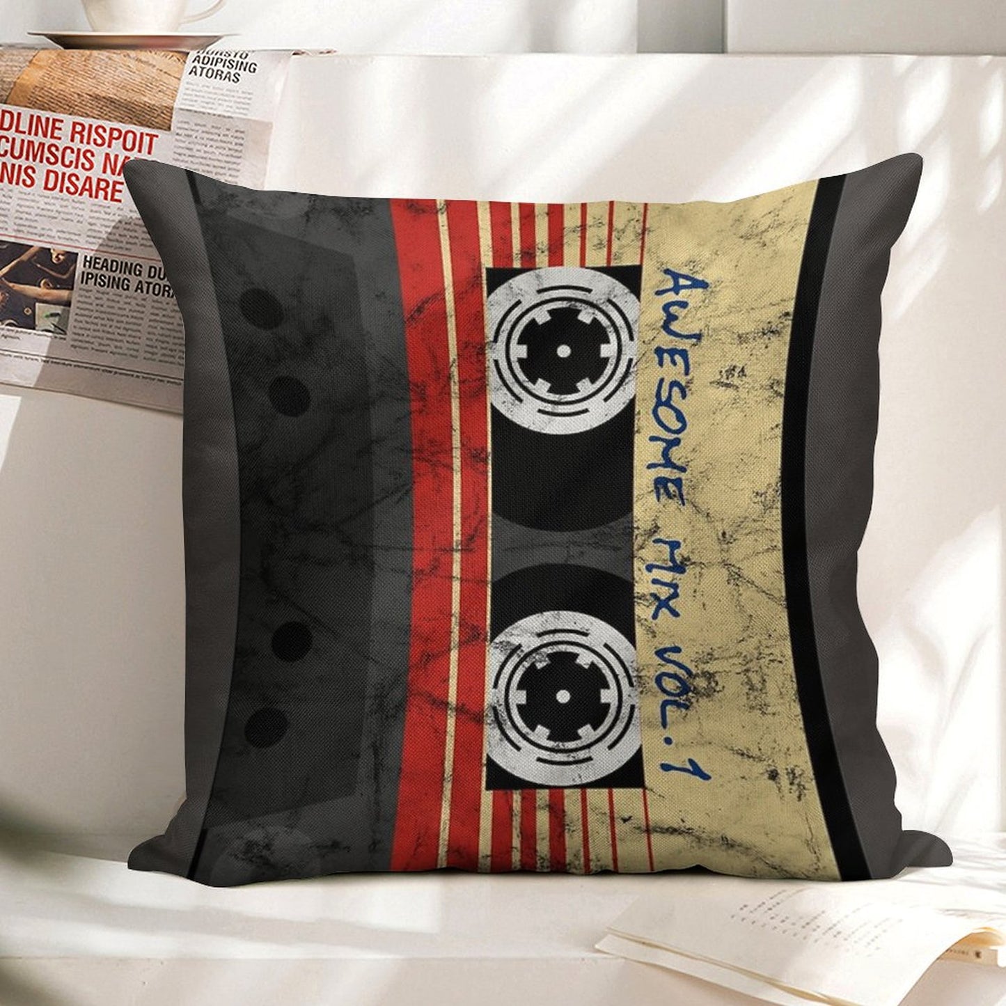 Vintage Awesome Mixtape Vol. 1 Linen Throw Pillow Cover