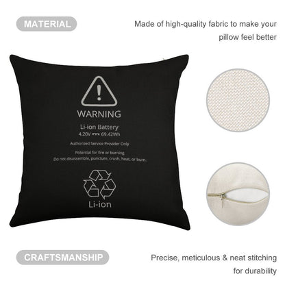 Swollen Battery  Lithium-ion Battery Linen Throw Pillow Cover