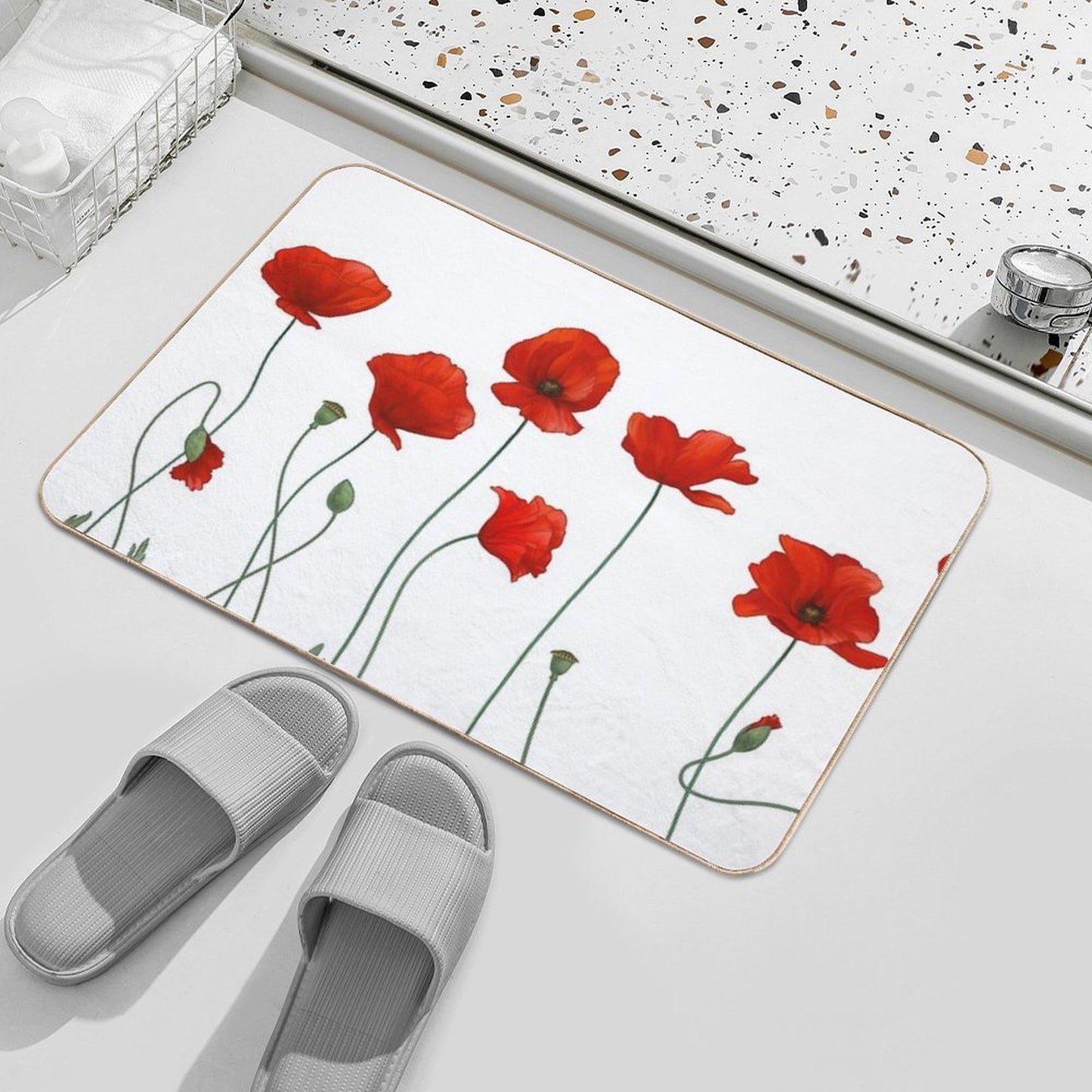 Poppy Stems. Bath Mat
