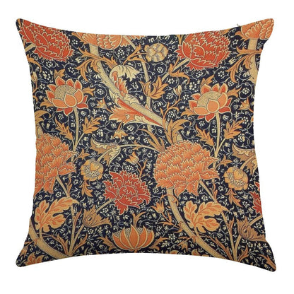 William Morris Cray Blue And Orange Linen Throw Pillow Cover