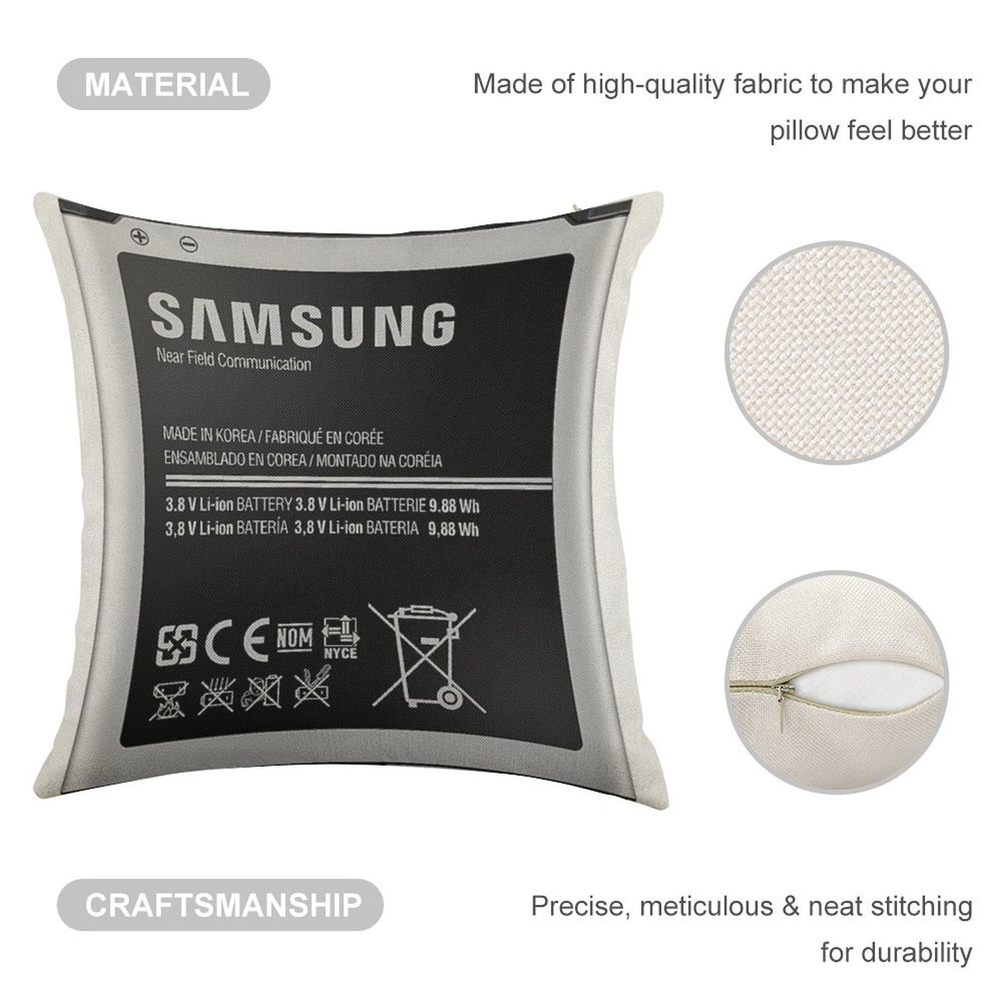 PHONE BATTERY PILLOW Linen Throw Pillow Cover