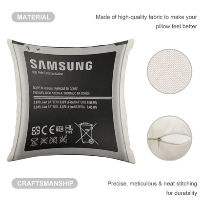 PHONE BATTERY PILLOW Linen Throw Pillow Cover