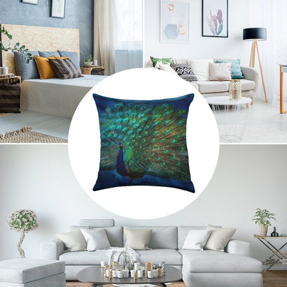 Being Yourself - Peacock Art Linen Throw Pillow Cover