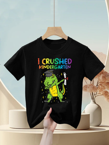 Trex Dab I Crushed Kindergarten Last Day Graduation Boy Kids Kids T-Shirt