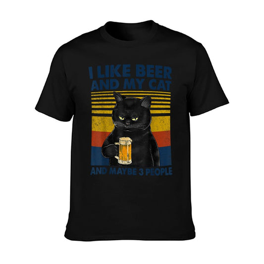 I Like Beer My Cat And Maybe 3 People Funny Cat Lovers Gift T-Shirt