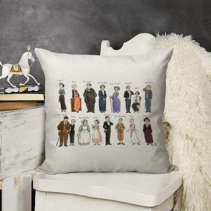 Downton A. Portraits Linen Throw Pillow Cover