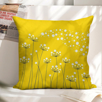 Dandelions (on Yellow) Linen Throw Pillow Cover