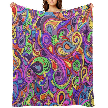 Groovy Psychedelic Hippy Paisley Pattern Throw Blanket
