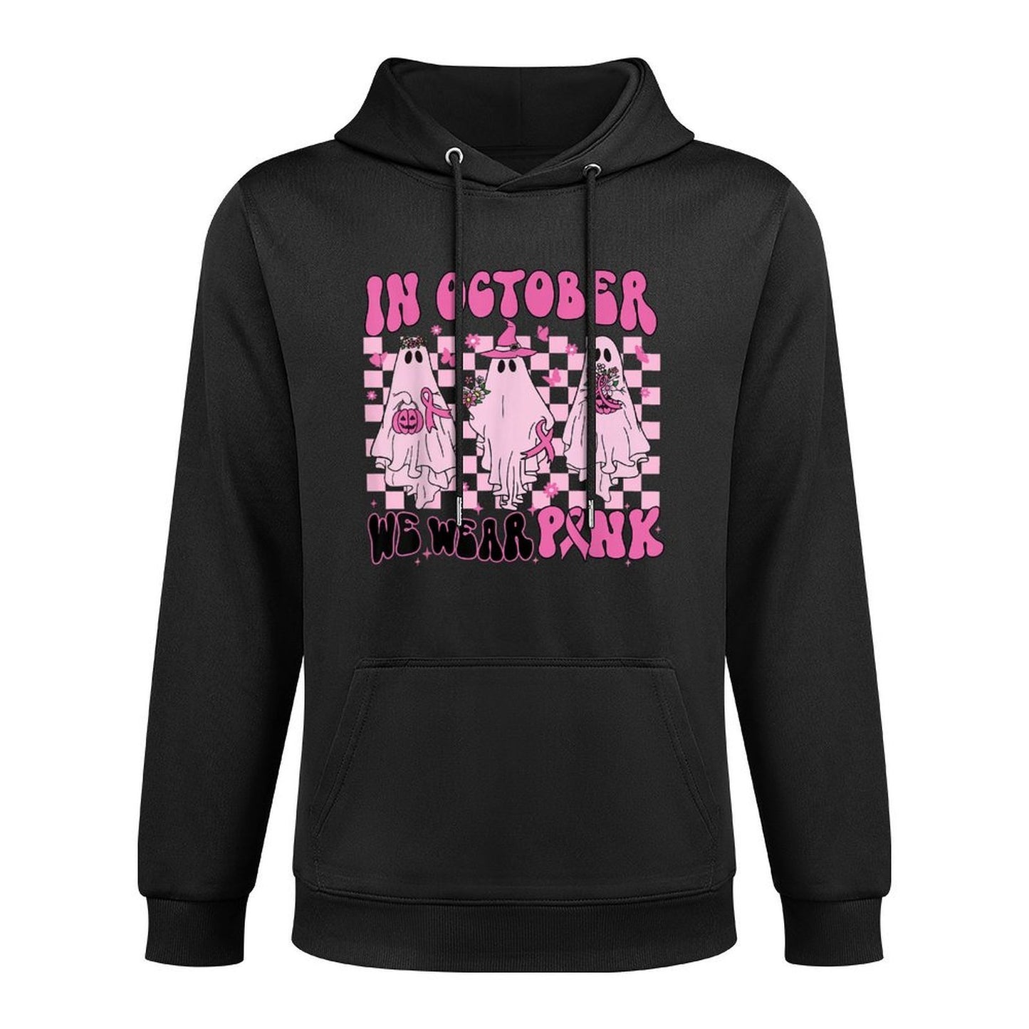 In October We Wear Pink Ghost Breast Cancer Halloween Party Moisture-Wicking Hoodie