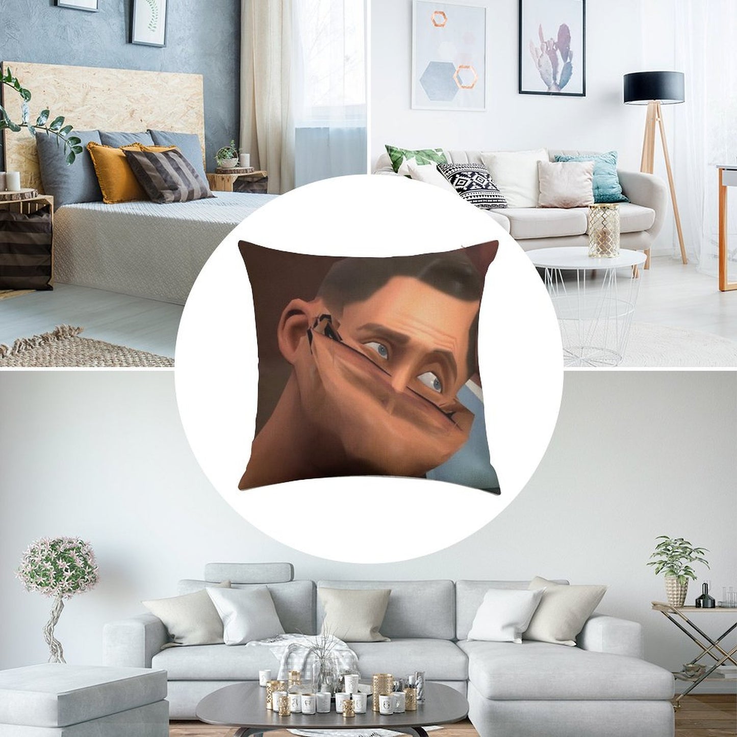 Team Fortress 2 TF2 Scout Face Linen Throw Pillow Cover