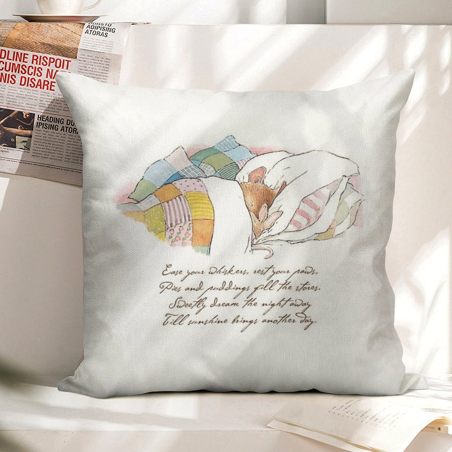 Primrose Goes to Sleep Linen Throw Pillow Cover